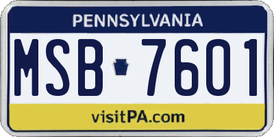 PA license plate MSB7601