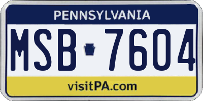 PA license plate MSB7604
