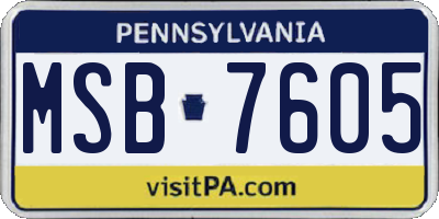 PA license plate MSB7605