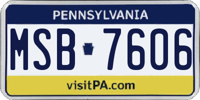 PA license plate MSB7606