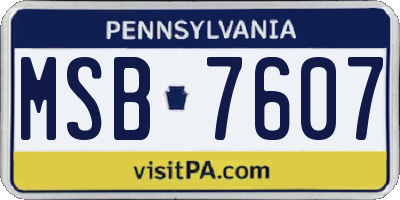 PA license plate MSB7607