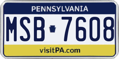 PA license plate MSB7608