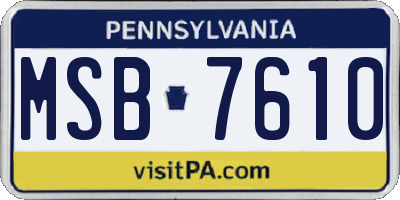 PA license plate MSB7610