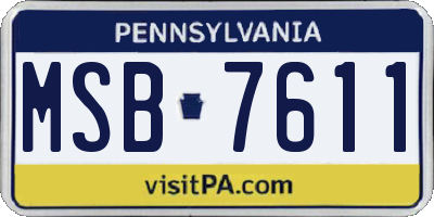 PA license plate MSB7611