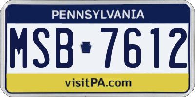 PA license plate MSB7612