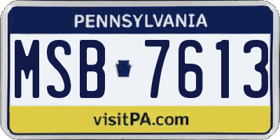 PA license plate MSB7613