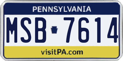 PA license plate MSB7614
