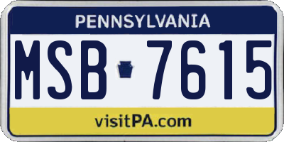 PA license plate MSB7615