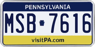 PA license plate MSB7616