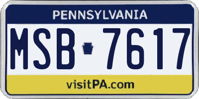 PA license plate MSB7617