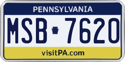PA license plate MSB7620