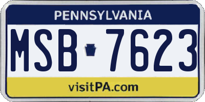 PA license plate MSB7623