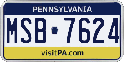 PA license plate MSB7624