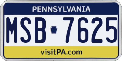 PA license plate MSB7625