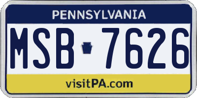 PA license plate MSB7626
