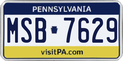 PA license plate MSB7629