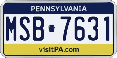 PA license plate MSB7631