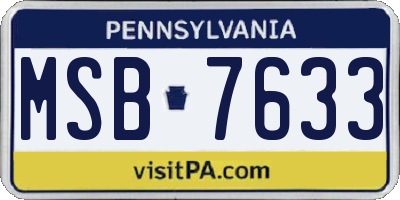 PA license plate MSB7633