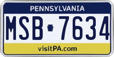 PA license plate MSB7634
