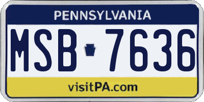 PA license plate MSB7636