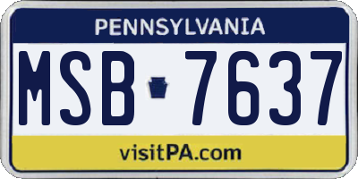 PA license plate MSB7637