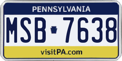 PA license plate MSB7638