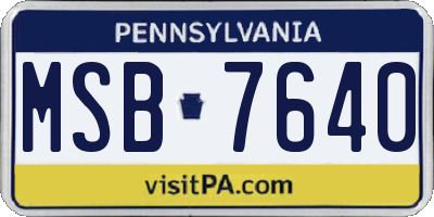PA license plate MSB7640