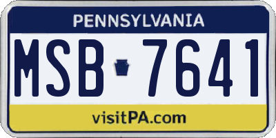 PA license plate MSB7641