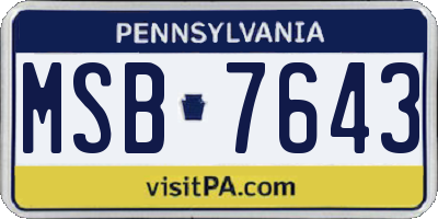 PA license plate MSB7643