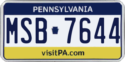 PA license plate MSB7644