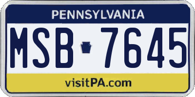 PA license plate MSB7645