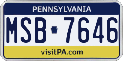 PA license plate MSB7646