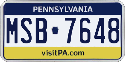 PA license plate MSB7648