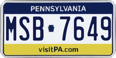 PA license plate MSB7649