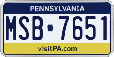 PA license plate MSB7651