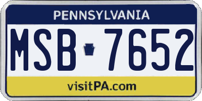 PA license plate MSB7652
