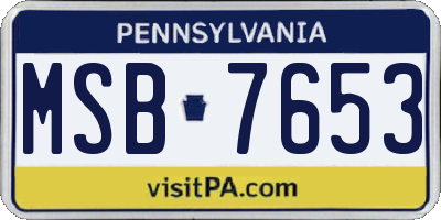 PA license plate MSB7653