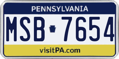 PA license plate MSB7654
