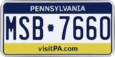 PA license plate MSB7660