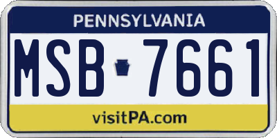 PA license plate MSB7661