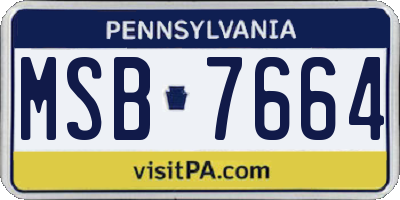 PA license plate MSB7664
