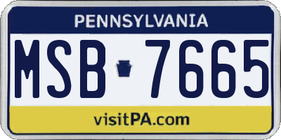 PA license plate MSB7665