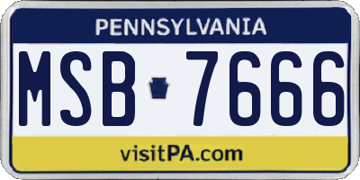 PA license plate MSB7666