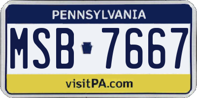 PA license plate MSB7667