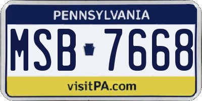 PA license plate MSB7668