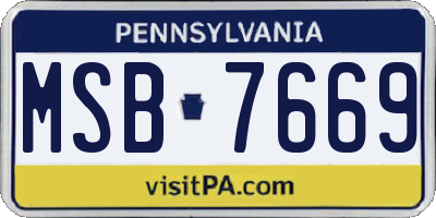PA license plate MSB7669