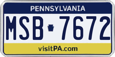 PA license plate MSB7672