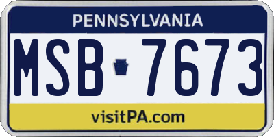 PA license plate MSB7673
