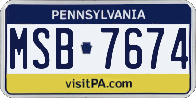 PA license plate MSB7674