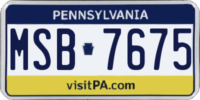 PA license plate MSB7675